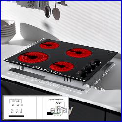 Xkitchen 20.5 Electric Cooktop 4 Burners Ceramic Glass Stove Top Drop-in 6700W