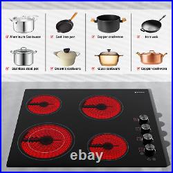 Xkitchen 20.5 Electric Cooktop 4 Burners Ceramic Glass Stove Top Drop-in 6700W