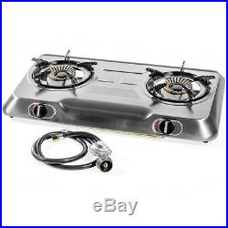 Xpusa Stainless Steel Portable Propane LPG Gas Stove Double 2 Burner Cook Top