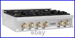 ZLINE RTZ-36-CB 36 Rangetop 6 Gas Burner Stainless Steel Golden Accents READ