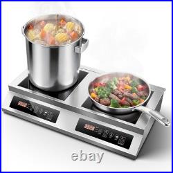Zomagas 30inch Dual Burner Induction Cooker Commercial Stainless Steel 4 Fans